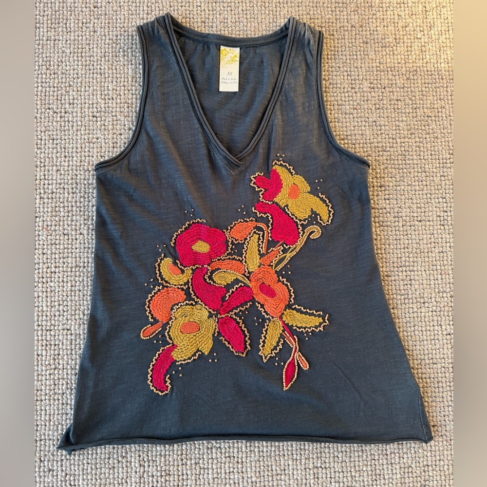 Anthropologie Embroidered Tank Top